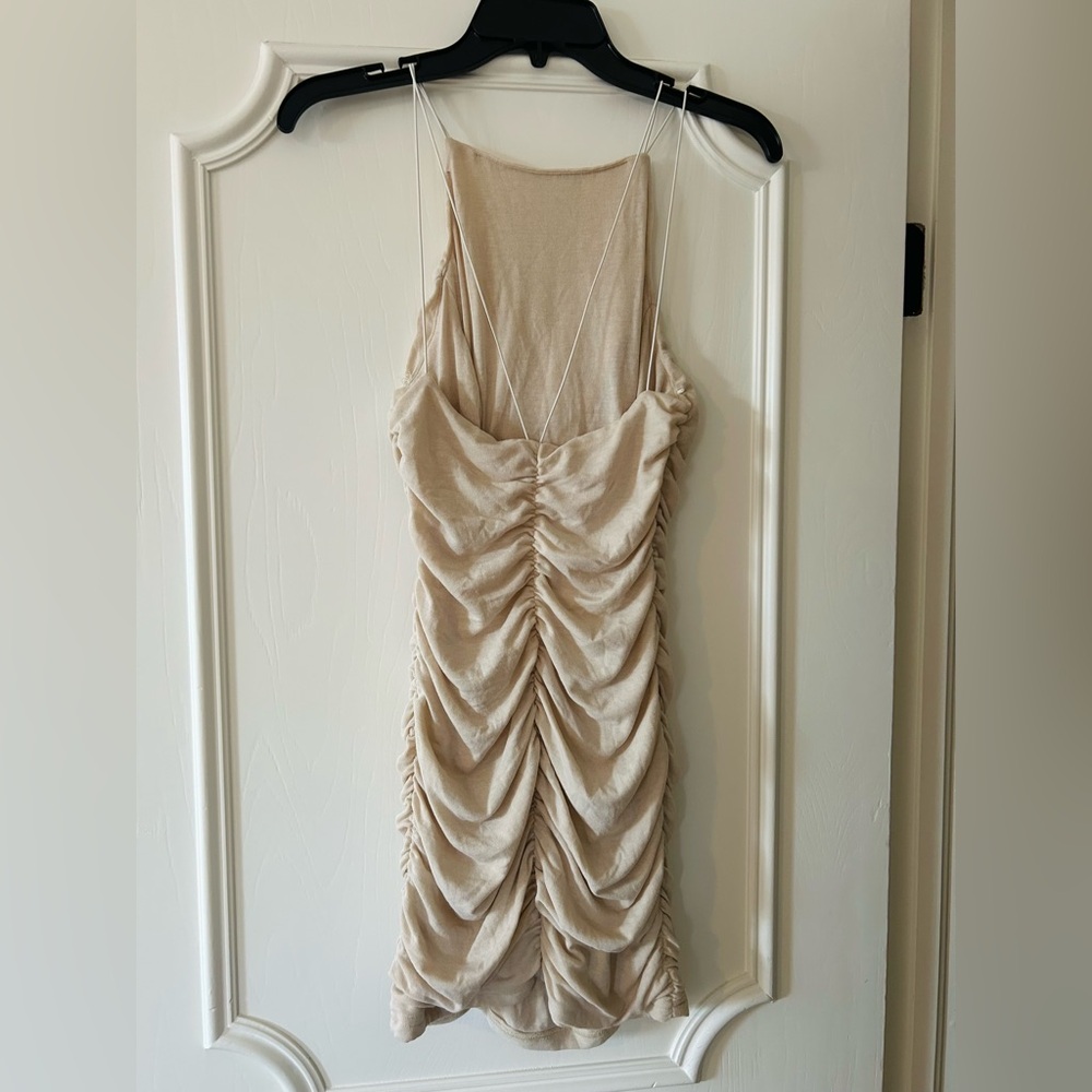 Tan Ruched Dress - Picture 3 of 3